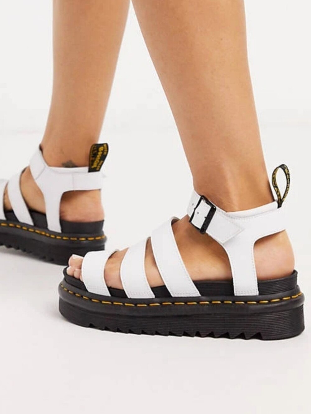 Doc Martens Blaire Flatform White Leather Sandals Women's Size 9